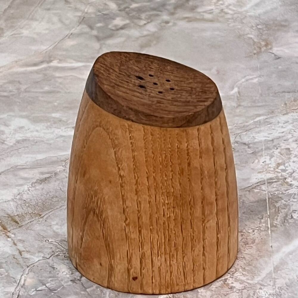 Wooden Handcrafted Salt Shaker One Piece Two Toned Minimalist Modern